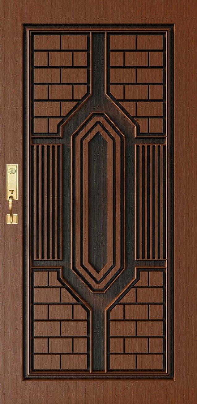 Doors - SKY-68 Geometric Minimalist Architectural Wood Carving Design